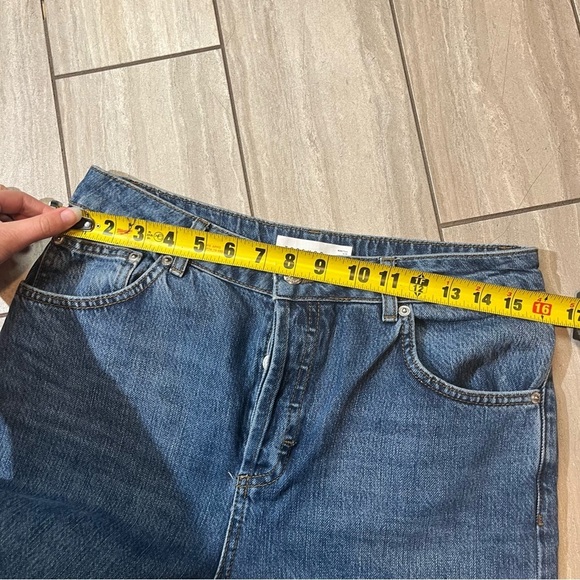 Topshop Womens Medium Wash Button Fly High Waisted Jeans Straight Leg Mom 28 - Picture 3 of 7